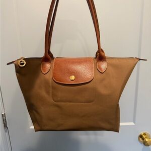 Longchamp Brown/Green Tote, small.